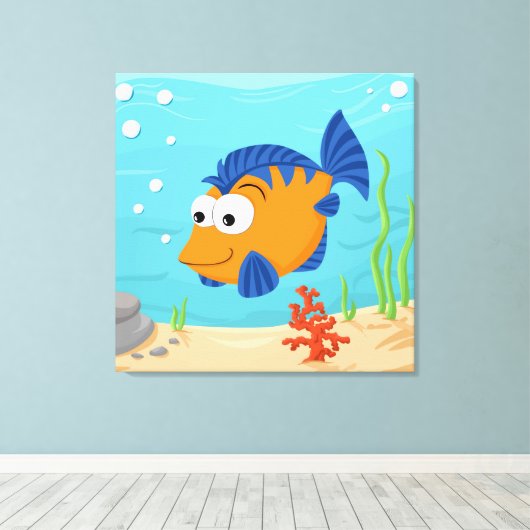 Kleine vissen canvas afdruk (Insitu (Houten vloer))