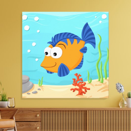 Kleine vissen canvas afdruk (Insitu (Woonkamer))