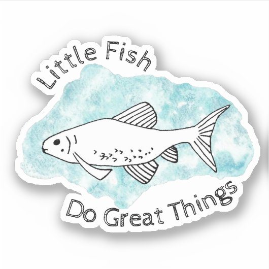 Kleine vissen doen grote dingen Minnow Art Fish Sticker (Voorkant)