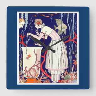 KLEINE VISSEN , MODE VAN KARTDECO-BEAUTY VIERKANTE KLOK