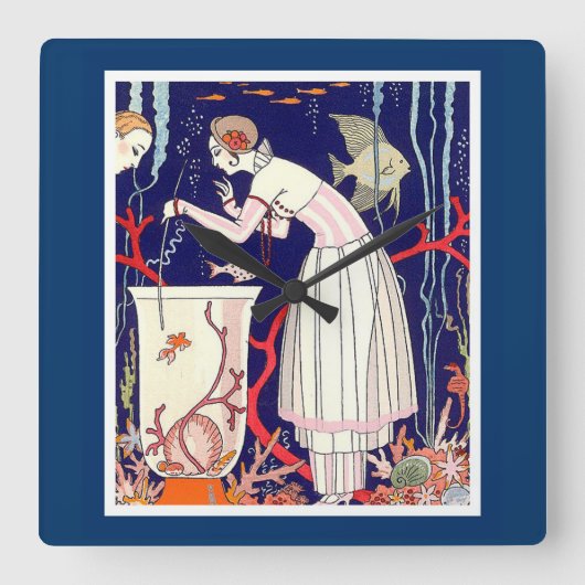 KLEINE VISSEN , MODE VAN KARTDECO-BEAUTY VIERKANTE KLOK (Voorkant)