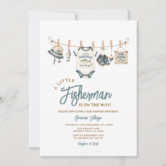 Kleine Visser Baby Shower Uitnodiging (Voorkant)