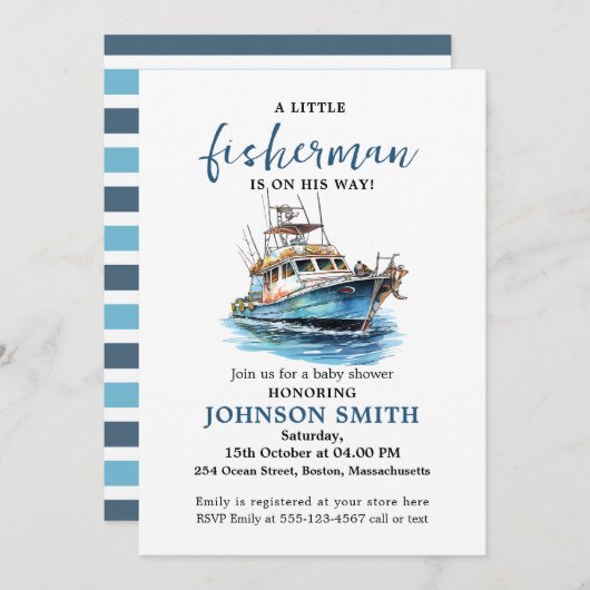 Kleine visser is op weg Waterverf Vist Kaart (Voorkant / Achterkant)