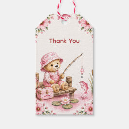 Kleine visser meisje baby shower | Teddybeer Cadeaulabel