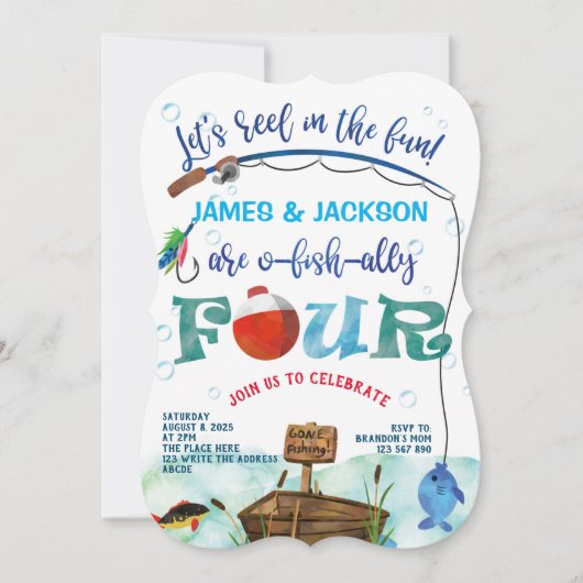 Kleine visser met tweelingjongens, vierde visserij kaart (Voorkant)