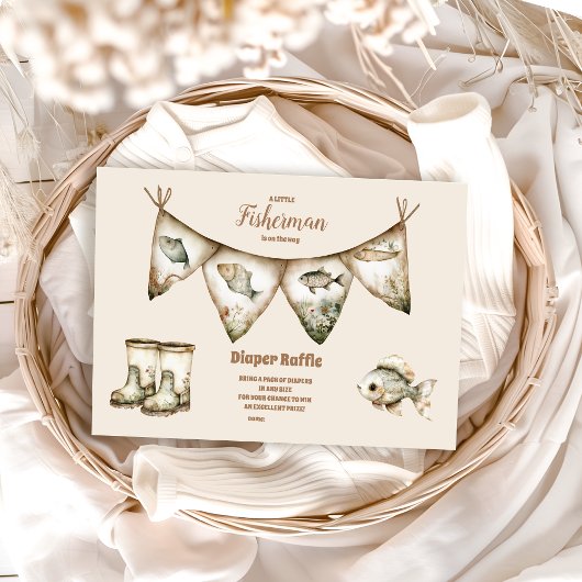 Kleine visser Vist Baby Showe Diapper Raffle Informatiekaartje