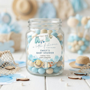 Kleine Visser Waslijn Baby Shower Bedankt Ronde Sticker
