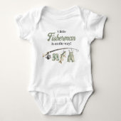 Kleine Visser Waslijn Vissen Baby Shower Romper (Voorkant)