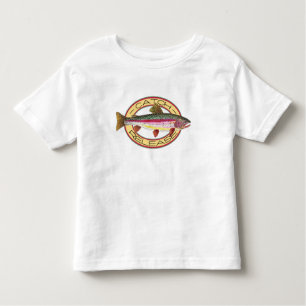 Kleine vissers met forel vangen en lossen kinder shirts
