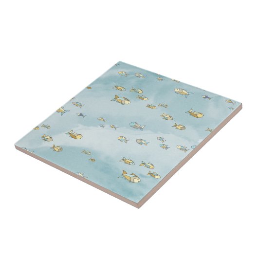 Kleine vissoort blauw tegeltje (Zijkant)