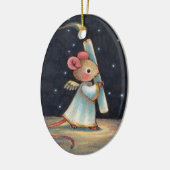 Kleine vlam - Kute kerstangel-muis kunst Keramisch Ornament (Links)