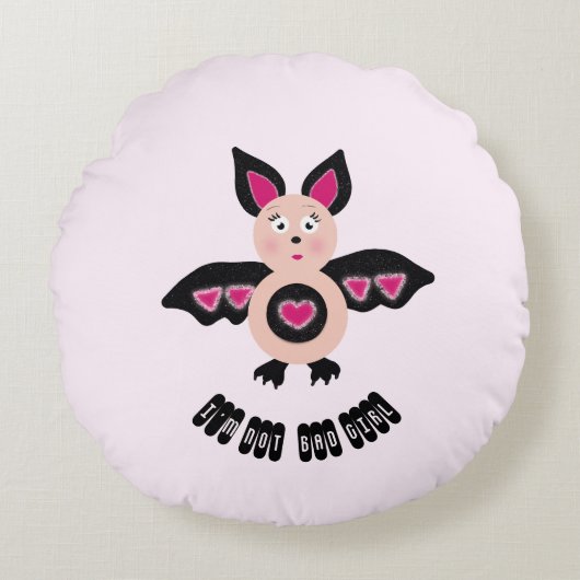 Kleine vleermuis meisje rond kussen (Voorkant)
