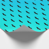 Kleine vleermuizen blauw cadeaupapier (Hoek)