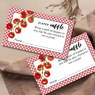 Kleine vleesbal luier raffle Italiaanse baby showe Informatiekaartje