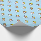 Kleine vliegende Angels op blauw Cadeaupapier (Hoek)