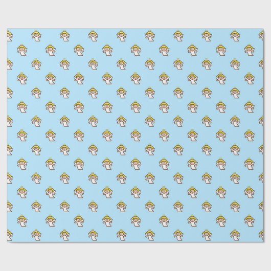 Kleine vliegende Angels op blauw Cadeaupapier (Vlak)