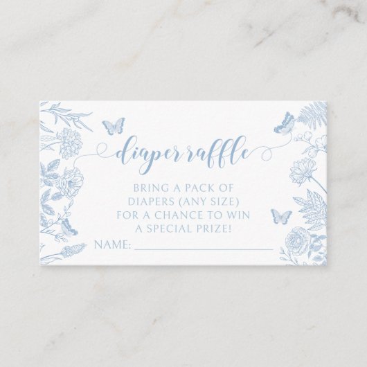 Kleine vlinder baby jongen douche luier loterij informatiekaartje (Voorkant)