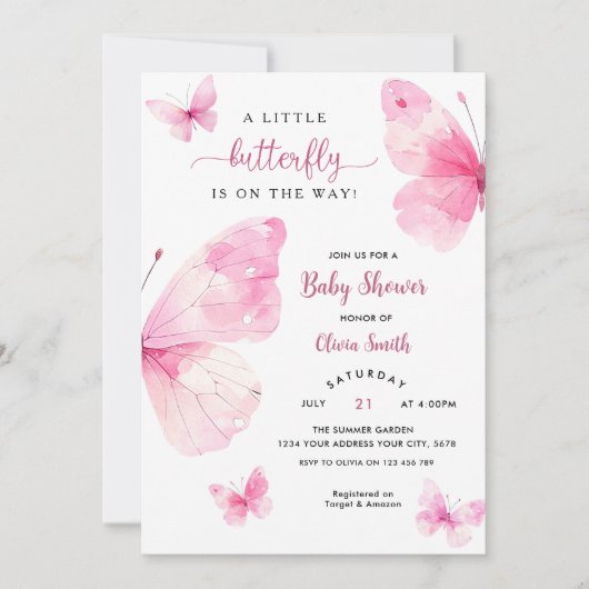 Kleine Vlinder Baby Shower Kaart (Voorkant)