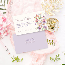 Kleine vlinder baby shower luier loterij informatiekaartje