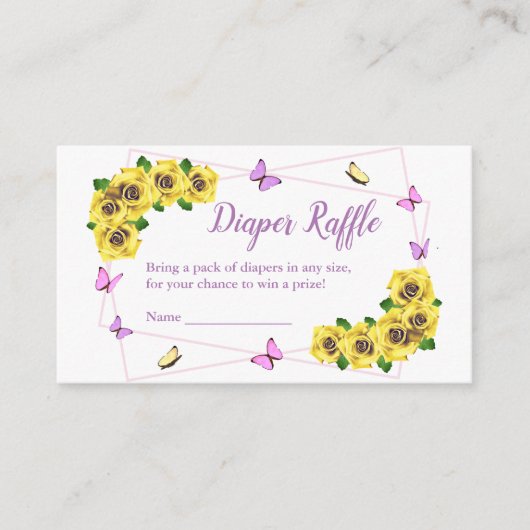 Kleine Vlinder Baby shower Luier Raffle Informatiekaartje (Voorkant)