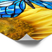 Kleine Vlinder Baby shower Middelste Zonnebloem Poster (Hoek)