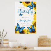 Kleine Vlinder Baby shower Middelste Zonnebloem Poster (Keuken)
