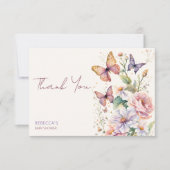 Kleine vlinder betoverde tuin baby shower bedankkaart (Voorkant)