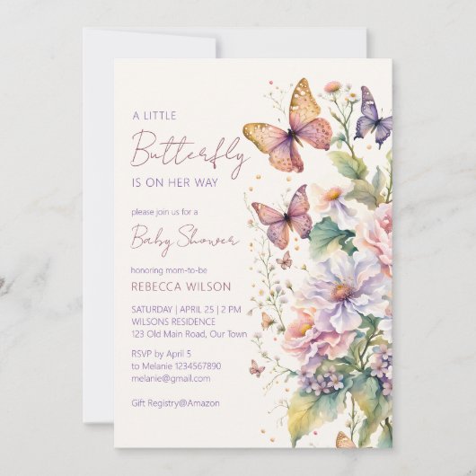 Kleine vlinder betoverde tuin baby shower kaart (Voorkant)