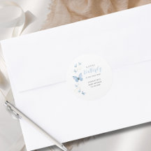 Kleine Vlinder Blauwe Jongen Waterverf Baby Shower