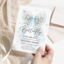 Kleine Vlinder Blauwe Strik Baby Shower
