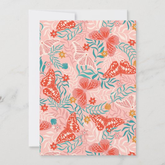 Kleine Vlinder Bloemen & Kristal 1e Verjaardag Kaart (Achterkant)