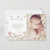 Kleine vlinder bloemig Baby shower Bedankkaart (Voorkant)