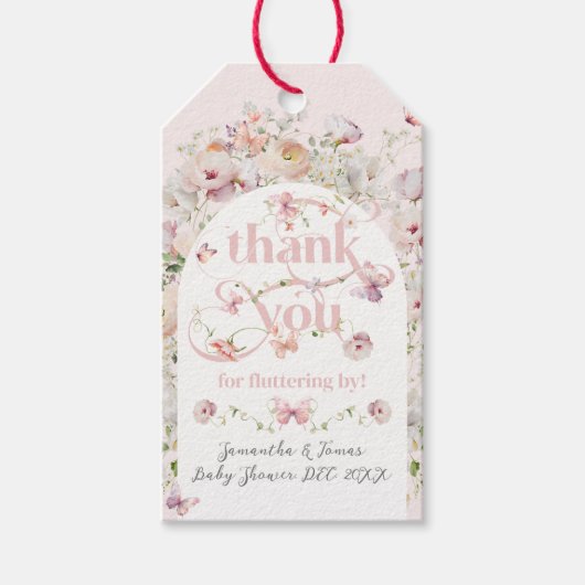 Kleine vlinder Blush Roze Bloemen Meisje Baby show Cadeaulabel (Voorkant)