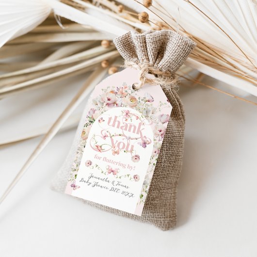 Kleine vlinder Blush Roze Bloemen Meisje Baby show Cadeaulabel