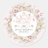 Kleine vlinder Blush Roze Bloemen Meisje Baby show Ronde Sticker (Voorkant)