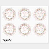 Kleine vlinder Blush Roze Bloemen Meisje Baby show Ronde Sticker (Vel)