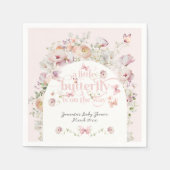 Kleine vlinder Blush Roze Bloemen Meisje Baby show Servet (Voorkant)
