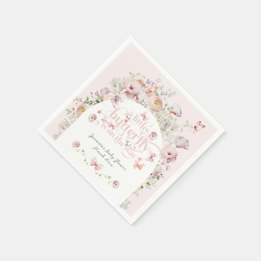 Kleine vlinder Blush Roze Bloemen Meisje Baby show Servet (Hoek)