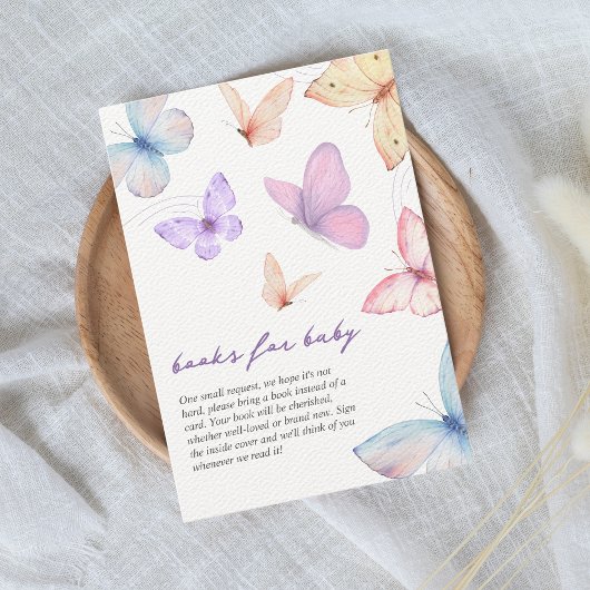 Kleine vlinder Boeken voor Baby shower Informatiekaartje