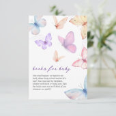 Kleine vlinder Boeken voor Baby shower Informatiekaartje (Staand voorkant)