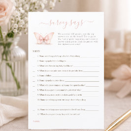 Kleine Vlinder Boog Baby Shower Spel Enquete Zegt