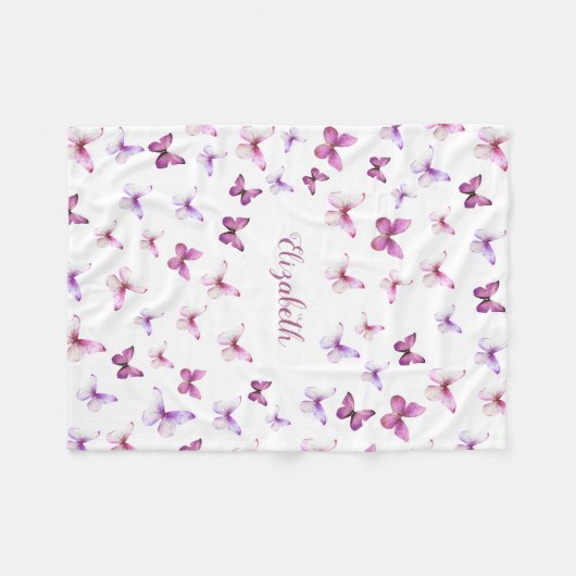 Kleine vlinder eerste verjaardag baby meisje fleece deken (Voorkant (Horizontaal))