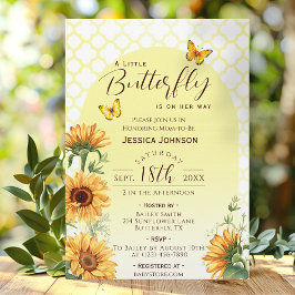 Kleine Vlinder Geel Baby Meisje Douche Zonnebloem Kaart