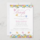 Kleine vlinder grillige baby meisje douche kaart (Voorkant)