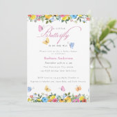 Kleine vlinder grillige baby meisje douche kaart (Staand voorkant)