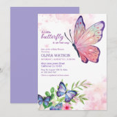 Kleine vlinder is onderweg blauw Baby shower Kaart (Voorkant / Achterkant)