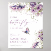 Kleine vlinder is op weg baby shower welkom poster (Voorkant)