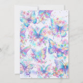 Kleine vlinder is op weg naar Paarse Baby shower Kaart (Achterkant)