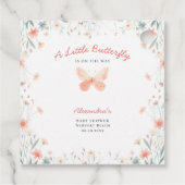 Kleine Vlinder Koraal Blauwgroen Schattige Meisje  Bedankjes Labels (Achterkant)