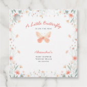 Kleine Vlinder Koraal Blauwgroen Schattige Meisje  Bedankjes Labels (Voorkant)